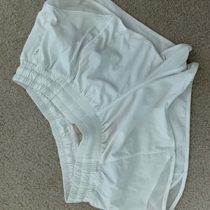 White Lululemon Hotty Toddy shorts